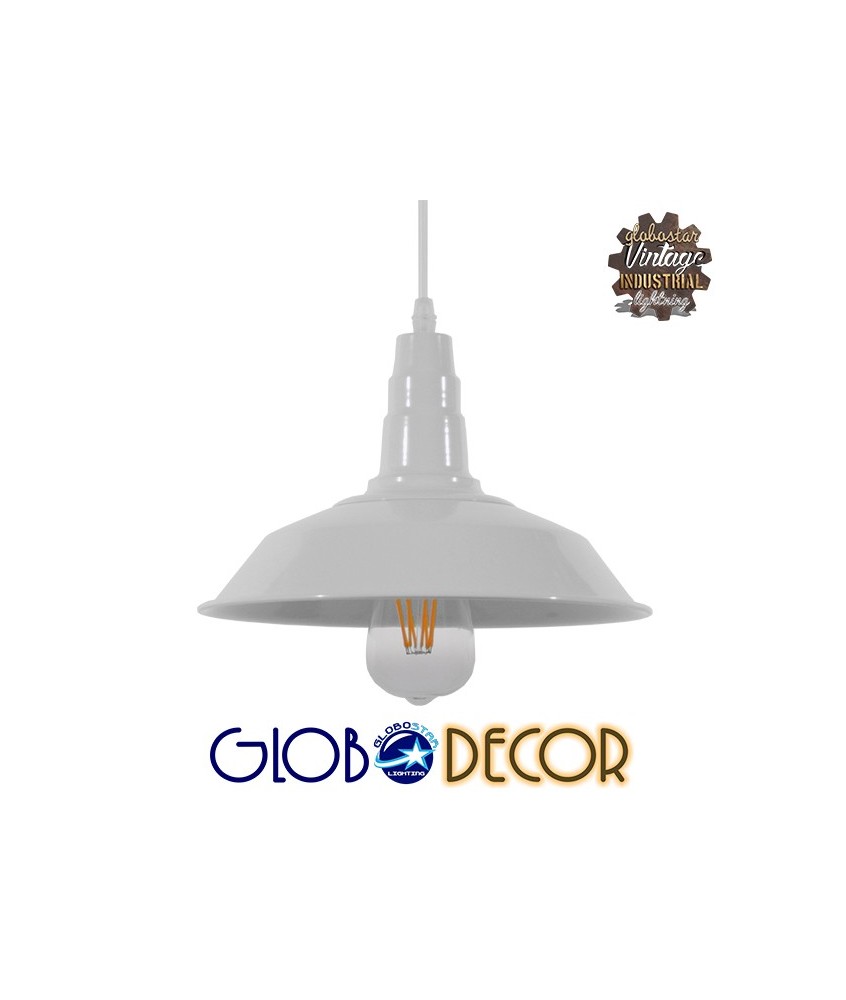 GLOBOSTAR® RAY 01044 Vintage Κρεμαστό Φωτιστικό Οροφής με Ντουί 1 x E27 AC 220-240V IP20 - Λευκό - Μ26 x Π26 x Υ25cm
